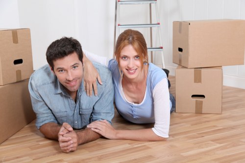 Packed boxes ready for student removals in Watford