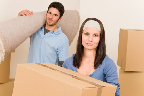 Packed boxes and separated waste prepared for recycling during a house move